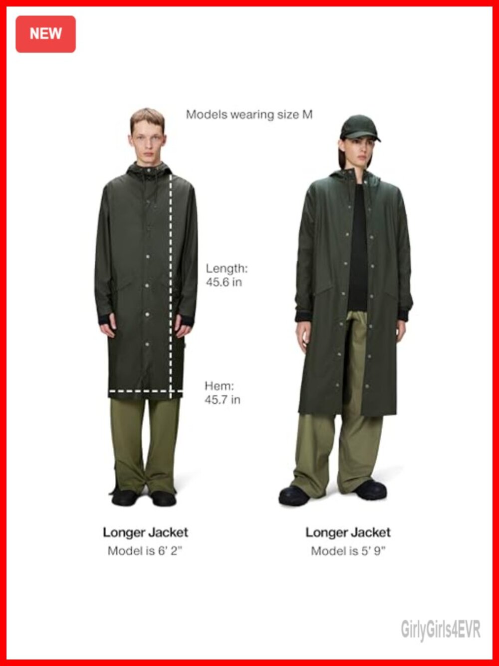 Waterproof PU Rain Jacket with Hood, Mid-Length Regular Fit - Picture 4 of 5